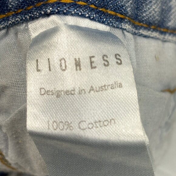 Lioness Double Waist Relaxed Straight Raw Hem Women's size XL Blue Denim Jeans - Picture 4 of 5